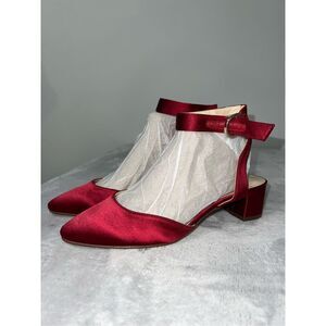 Women’s Red Satin Block Heel Shoes 8.5